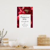 Bourgogne Red Floral Engagement Party Welkomstbord Poster (Keuken)