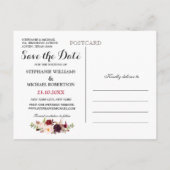 Bourgogne Red Floral Rustic Boho Save the Date Aankondigingskaart (Achterkant)