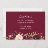Bourgogne Red Floral wordt mijn bruidsmeisje Kaart (Achterkant)
