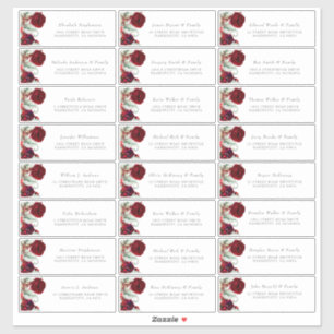 Bourgogne Red Flowers Gastennaam Adresetiketten Sticker