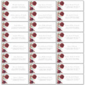 Bourgogne Red Flowers Gastennaam Adresetiketten Sticker (Voorkant)