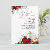 Bourgogne Red Flowers Gold Pumpkins valt mee Kaart (Staand voorkant)