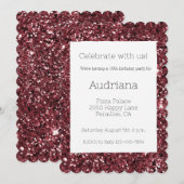 Bourgogne Red Glitzy Glitter Sparkle 16e verjaarda Kaart (Voorkant / Achterkant)