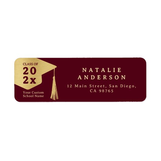 Bourgogne Red Gold Afstuderen Pet retouradres Etiket (Voorkant)