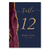 Bourgogne Red Gold Agaat Navy Blue Wedding Kaart (Achterkant)