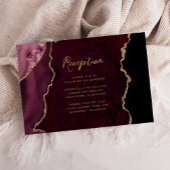 Bourgogne Red Gold Agaat Script bruiloft receptie Informatiekaartje