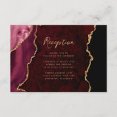 Bourgogne Red Gold Agaat Script bruiloft receptie Informatiekaartje (Voorkant)