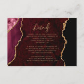 Bourgogne Red Gold Agate Script Wedding Details Informatiekaartje (Voorkant)