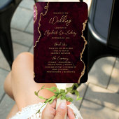 Bourgogne Red Gold Agate Script Wedding Program Handwaaier