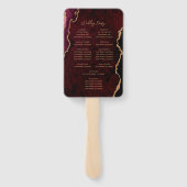 Bourgogne Red Gold Agate Script Wedding Program Handwaaier (Achterkant)