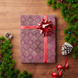 Bourgogne Red Gold Damask Cadeaupapier