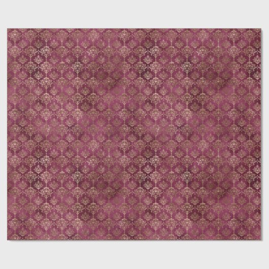 Bourgogne Red Gold Damask Cadeaupapier (Vlak)