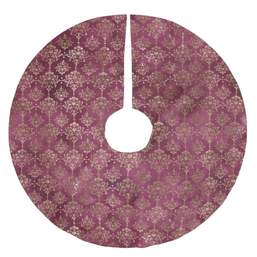 Bourgogne Red Gold Damask Kerstboom Rok (Voorkant)