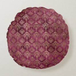 Bourgogne Red Gold Damask Rond Kussen