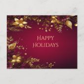 Bourgogne Red Gold Flowers Briefkaart (Voorkant)