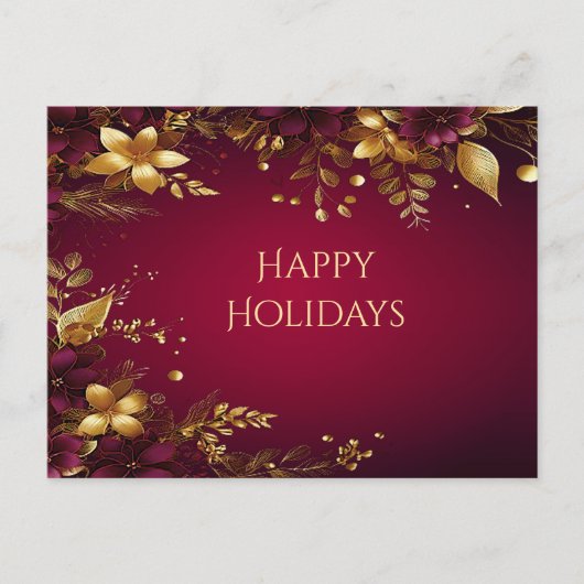 Bourgogne Red Gold Flowers Briefkaart (Voorkant)