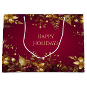 Bourgogne Red Gold Flowers Holiday Gift Bag Groot Cadeauzakje (Voorkant)