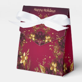 Bourgogne Red Gold Flowers Holiday Gift Box Bedankdoosjes