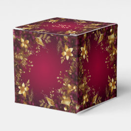 Bourgogne Red Gold Flowers Holiday Gift Box Bedankdoosjes