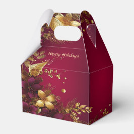 Bourgogne Red Gold Flowers Holiday Gift Box Bedankdoosjes