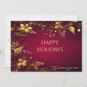 Bourgogne Red Gold Flowers Holiday Kaart (Voorkant)