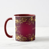 Bourgogne Red Gold Flowers Holiday Mok (Links)