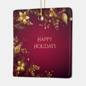 Bourgogne Red Gold Flowers Holiday Ornament (Links)