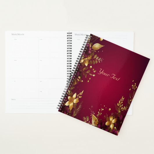 Bourgogne Red Gold Flowers Holiday Planner (Display)