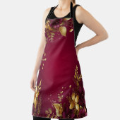 Bourgogne Red Gold Flowers Holiday Schort (Insitu)