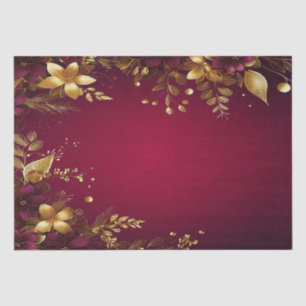 Bourgogne Red Gold Flowers Holiday Tissue Paper Tissuepapier