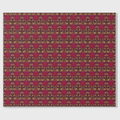 Bourgogne Red Gold Flowers Holiday Wrapping Paper Cadeaupapier (Vlak)