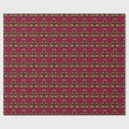 Bourgogne Red Gold Flowers Holiday Wrapping Paper Cadeaupapier (Vlak)