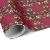 Bourgogne Red Gold Flowers Holiday Wrapping Paper Cadeaupapier (Rol Hoek)