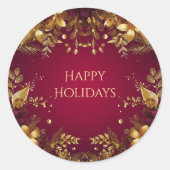 Bourgogne Red Gold Flowers Sticker (Voorkant)