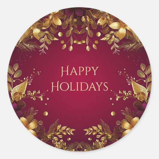 Bourgogne Red Gold Flowers Sticker (Voorkant)
