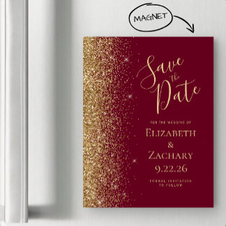 Bourgogne Red Gold Save the Date Magnetische Kaart