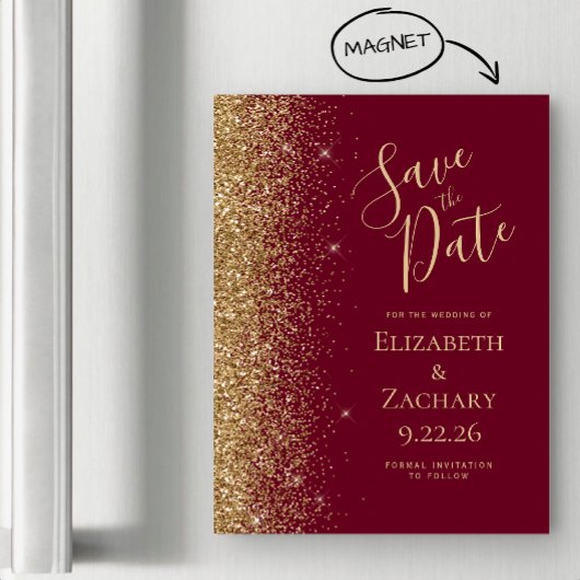 Bourgogne Red Gold Save the Date Magnetische Kaart
