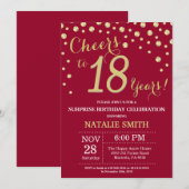 Bourgogne Red Gold Surprise 18e verjaardag diamant Kaart (Voorkant / Achterkant)
