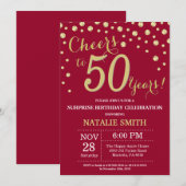 Bourgogne Red Gold Surprise 50ste verjaardag diama Kaart (Voorkant / Achterkant)