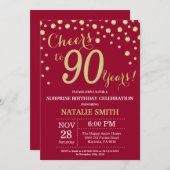 Bourgogne Red Gold Surprise 90ste verjaardag diama Kaart (Voorkant / Achterkant)
