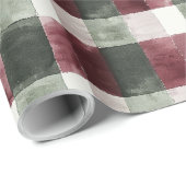Bourgogne Red Green Cream White Plaid Stripes Cadeaupapier (Rol Hoek)