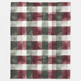Bourgogne Red Green Cream White Plaid Stripes Fleece Deken