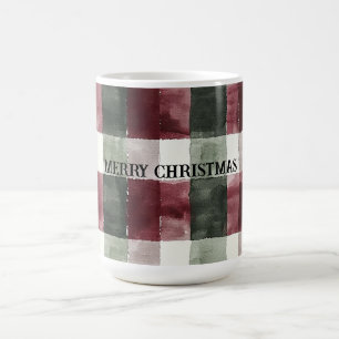Bourgogne Red Green Cream White Plaid Stripes Koffiemok