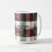 Bourgogne Red Green Cream White Plaid Stripes Koffiemok (Voorkant rechts)