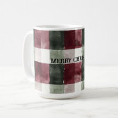 Bourgogne Red Green Cream White Plaid Stripes Koffiemok (Voorkant links)