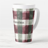 Bourgogne Red Green Cream White Plaid Stripes Latte Mok (Rechterhoek)