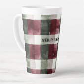 Bourgogne Red Green Cream White Plaid Stripes Latte Mok (Linkerhoek)