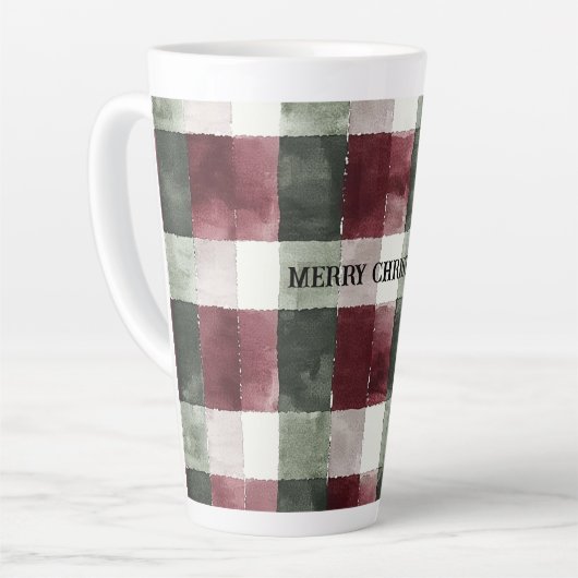 Bourgogne Red Green Cream White Plaid Stripes Latte Mok (Linkerhoek)
