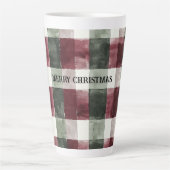 Bourgogne Red Green Cream White Plaid Stripes Latte Mok (Voorkant)