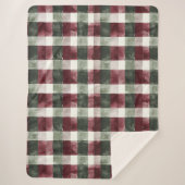Bourgogne Red Green Cream White Plaid Stripes Sherpa Deken (Voorkant)